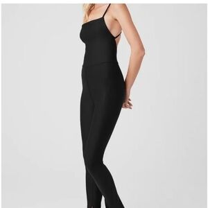ALO Yoga Black Strappy Jumpsuit Size Xs Colir Black